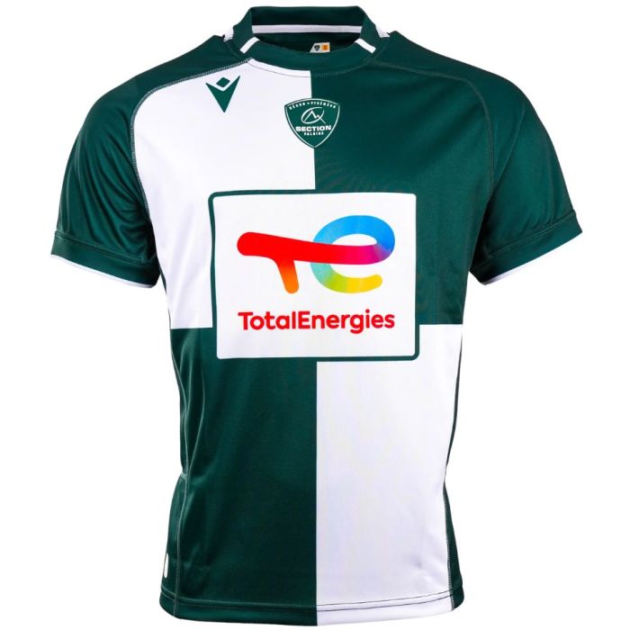 Section Paloise home rugby shirt 2026/2027 Macron green white adult front