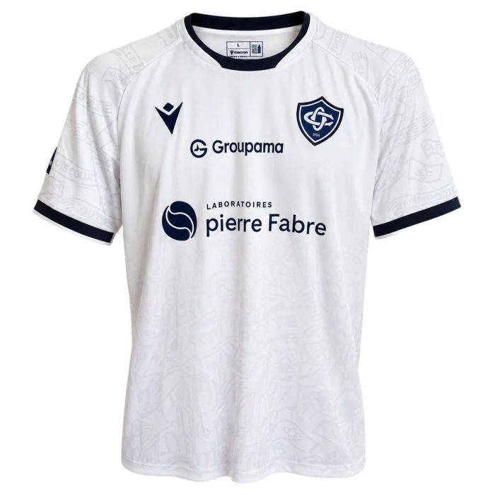 Castres Olympique white warm-up rugby jersey Macron 2026-2027 front view