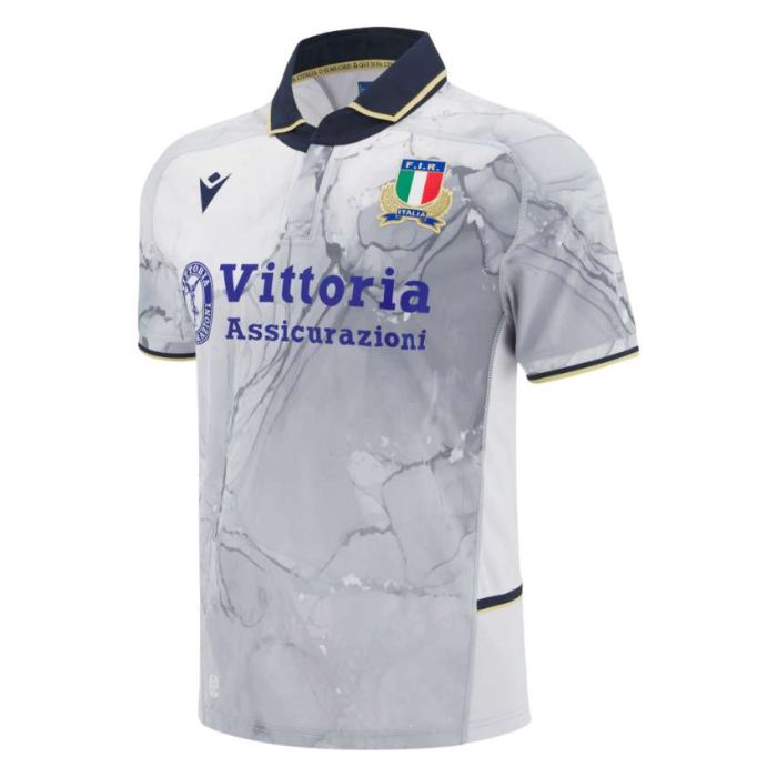 Italy rugby away shirt 2025/2026 Macron white polo collar
