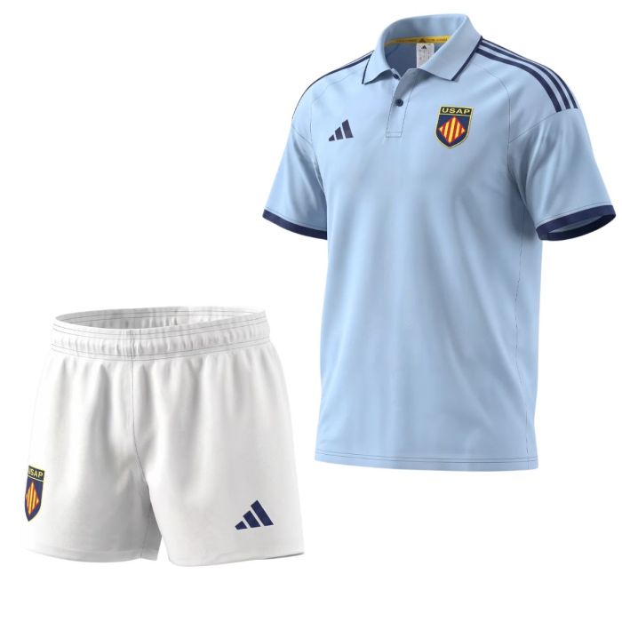 USAP Perpignan blood and gold Adidas mini rugby kit 2026-2027