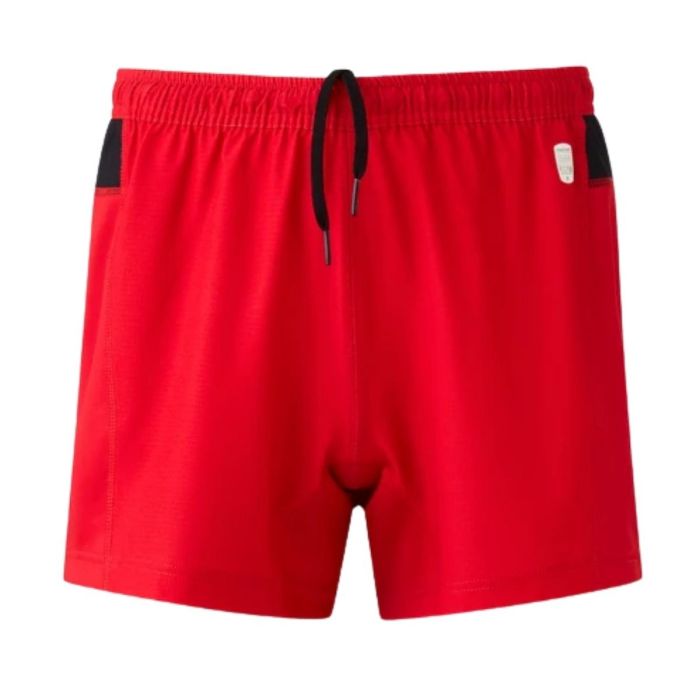 LOU Lyon 2026/2027 Macron red away children's rugby short front view