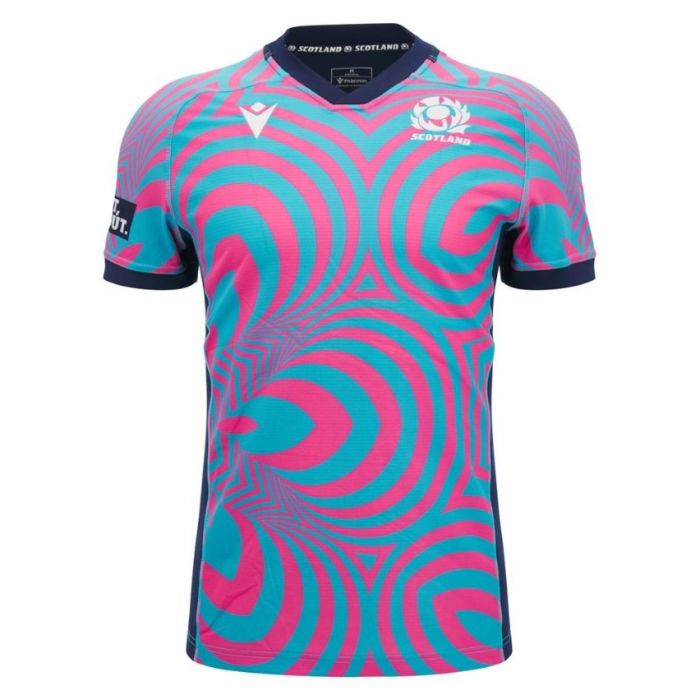 Scotland neon rugby training jersey Macron front view