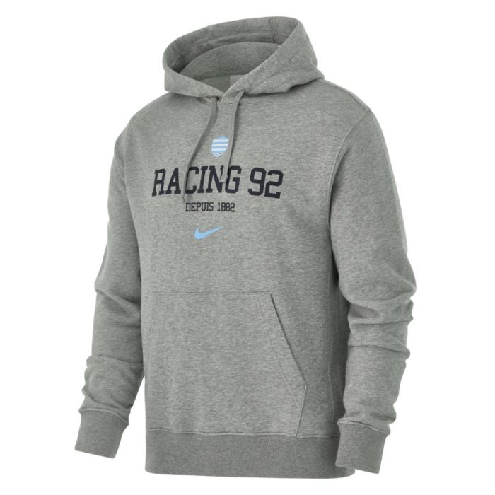 Racing 92 Nike grey marl hoodie front view