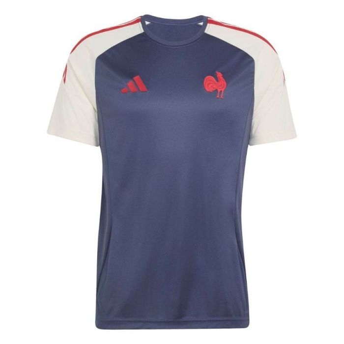 Women's Adidas FFR rugby t-shirt navy blue cotton embroidered logo