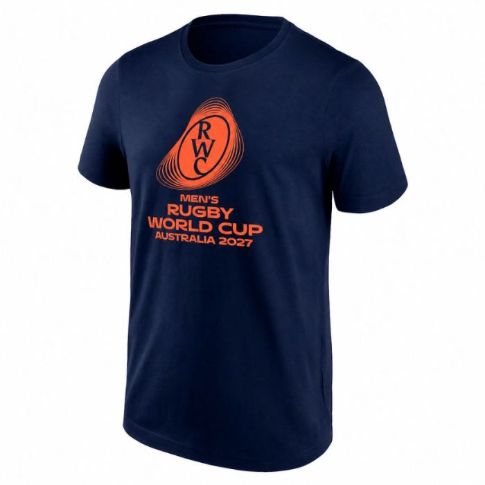 Navy rugby t-shirt embroidered logo World Cup Australia 2027 front