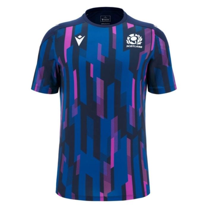 Scotland Player Rugby Warm-up T-shirt 2025/2026 Graphic Blue - Macron


