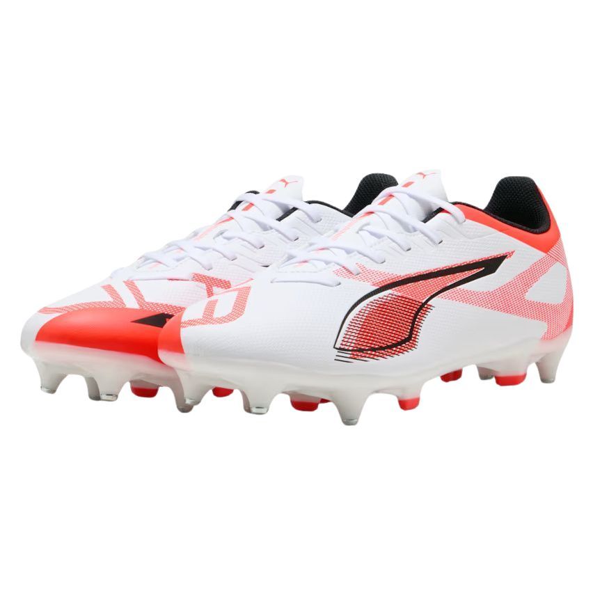 Rugby Shoes Ultra 5 Play MxSG Hybrid Cleats White/Red Terrain - Puma