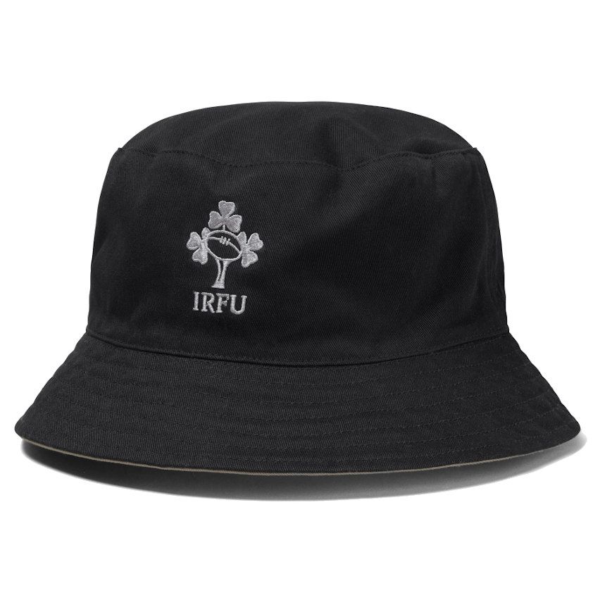 Ireland Reversible Rugby Bucket Hat Black and Grey - Canterbury