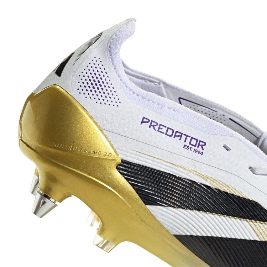 Predator Elite Rugby Boots Fold-Over Tongue SG Hybrid White/Gold/Black - Adidas