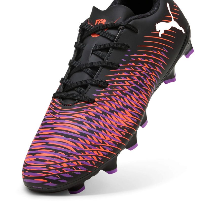 Children's Rugby Shoes FUTURE 8 Play FG/AG Molded Cleats Firm Ground Black/Purple/Orange - Puma
