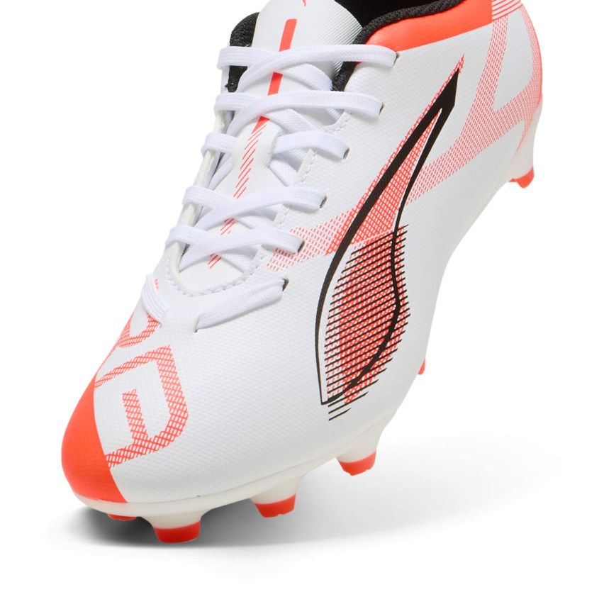 Rugby Shoes Ultra 5 Play FG/AG Kids Moulded Cleats Firm Ground White/Red - Puma