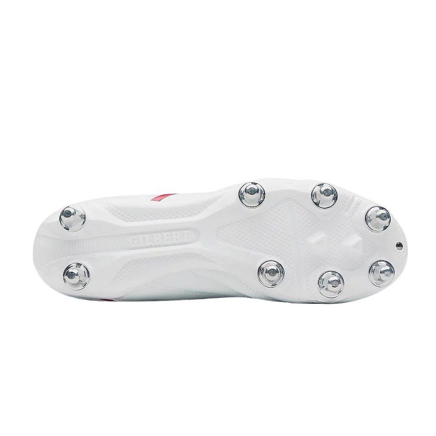 SideSTEP X20 POWER 8S Rugby Boots with Screw-in Studs White/Red - GILBERT
