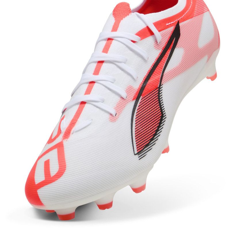 Rugby Shoes ULTRA 5 MATCH FG/AG Molded Cleats for Dry Ground White/Red - Puma