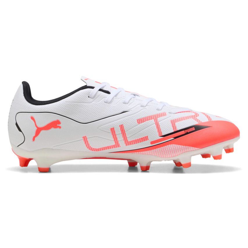 Ultra 5 Play FG/AG Rugby Shoes with Molded Studs for Firm Ground White/Red - Puma