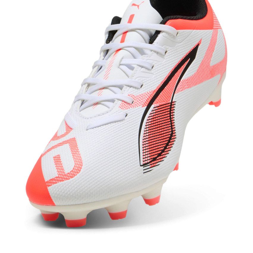Ultra 5 Play FG/AG Rugby Shoes with Molded Studs for Firm Ground White/Red - Puma
