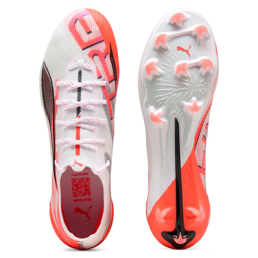 Rugby Shoes Ultra 5 Ultimate FG Firm Ground White/Red - Puma