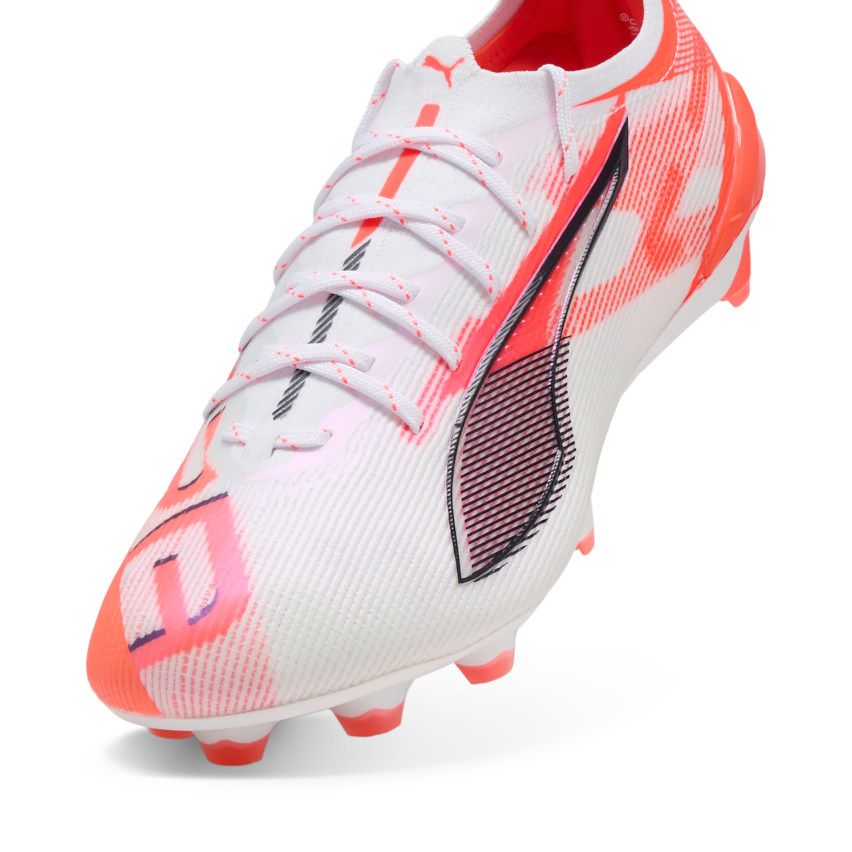 Rugby Shoes Ultra 5 Ultimate FG Firm Ground White/Red - Puma