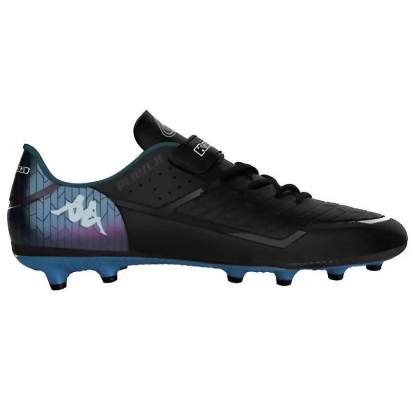 Kids Rugby Boots Kombat Player EV (FG) Moulded Studs Black Blue - Kappa