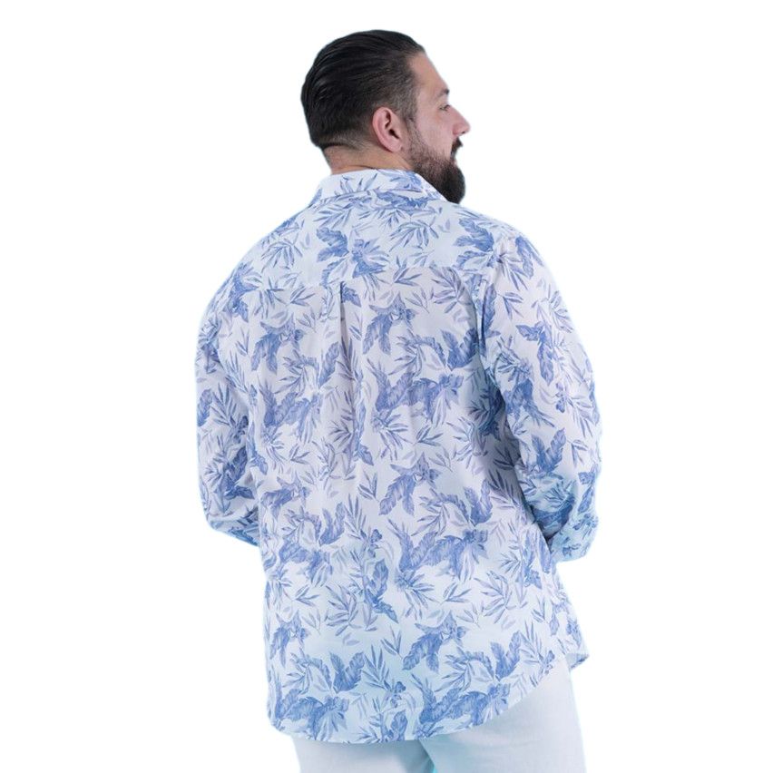 Long Sleeve Rugby Shirt with Blue Flowers - Ruckfield