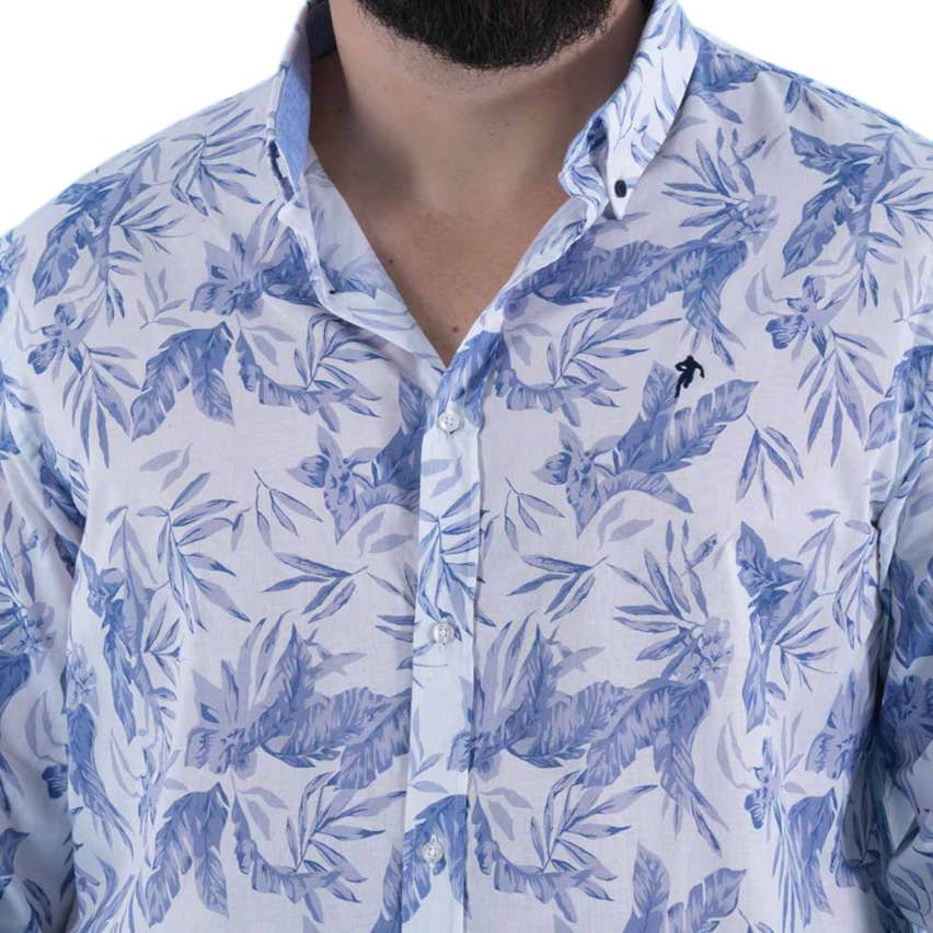 Long Sleeve Rugby Shirt with Blue Flowers - Ruckfield