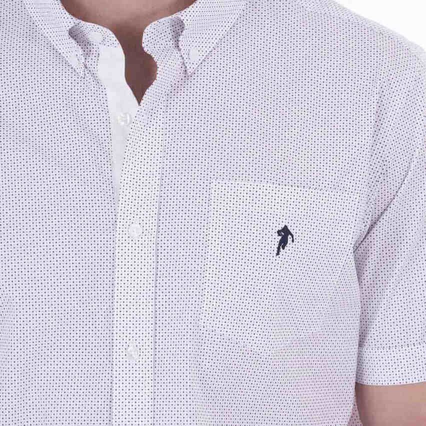 White Short-Sleeve Shirt with Small Patterns