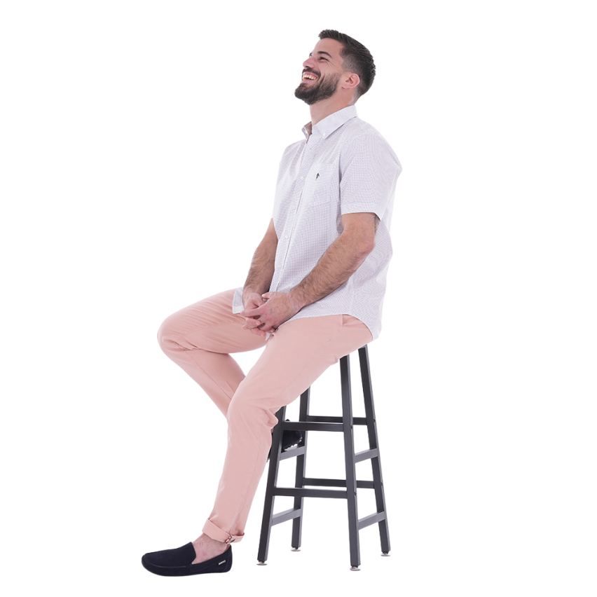 White Short-Sleeve Shirt with Small Patterns