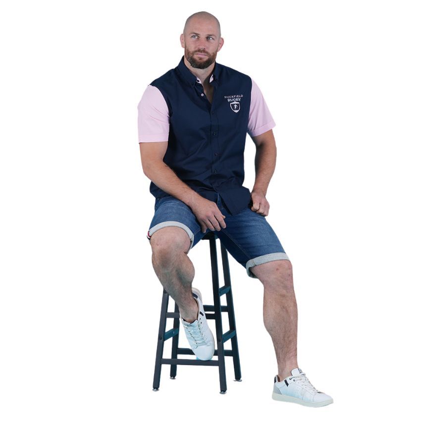 Short Sleeve Rugby Club Shirt Navy Blue and Pink - Ruckfield