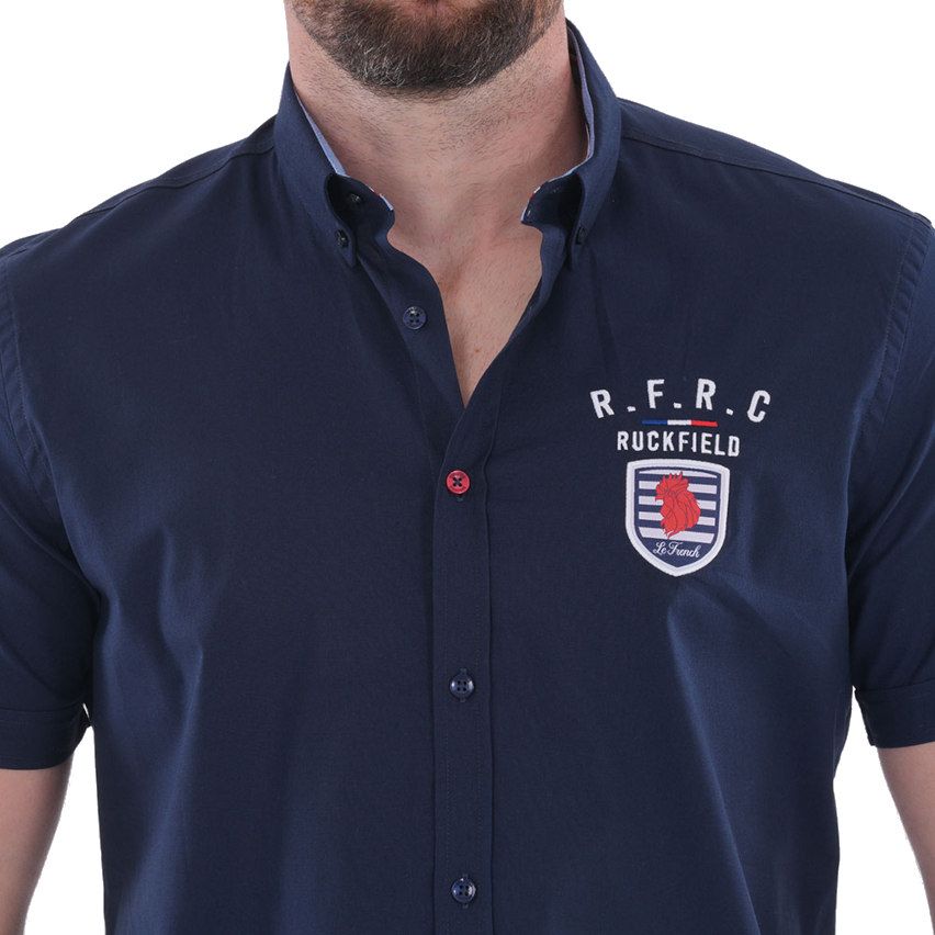 Short Sleeve Rugby Shirt French Rugby Club Navy - Ruckfield