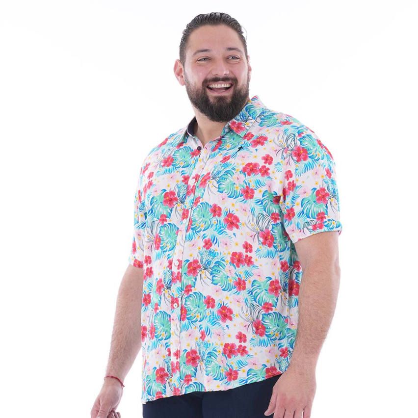 Tropical Rugby Shirt White with Print - Ruckfield