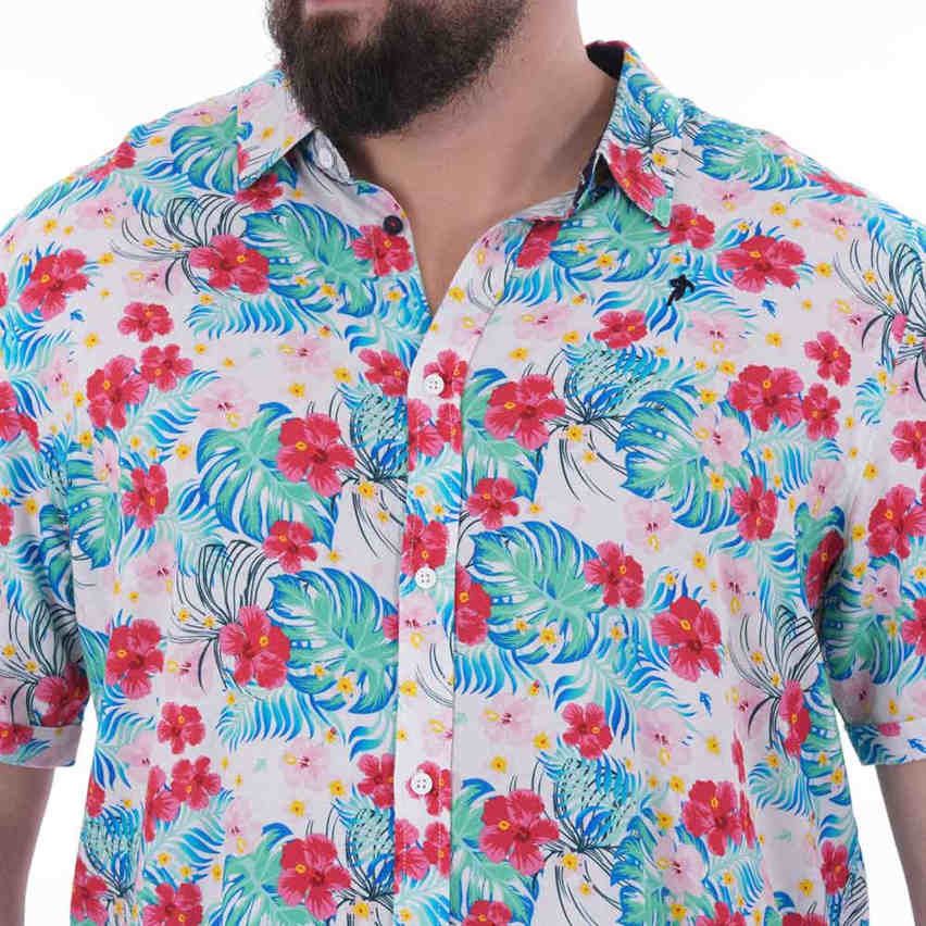 Tropical Rugby Shirt White with Print - Ruckfield