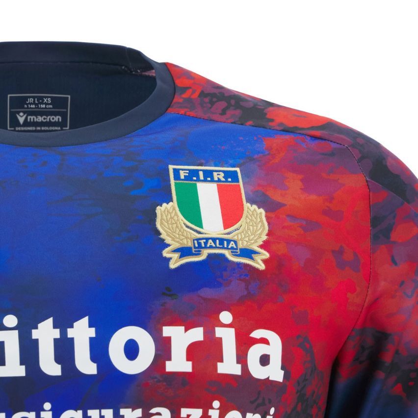 Italy Junior Training Rugby Shirt 2025/26 - Navy | Macron