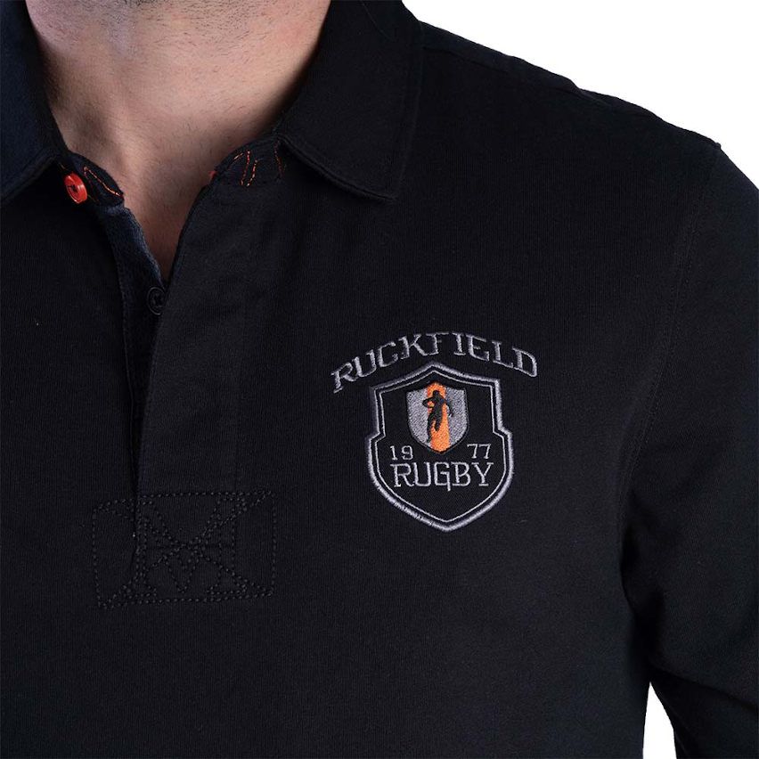 Black Long Sleeve Rugby Polo - Ruckfield