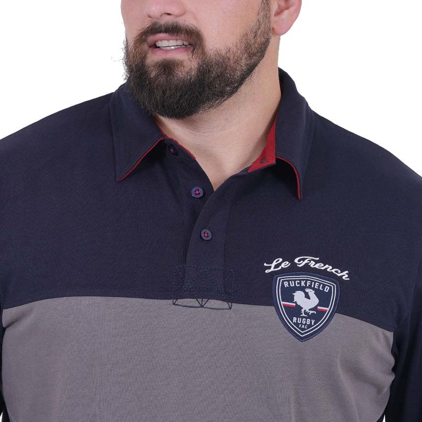 French Rugby Club Long Sleeve Polo Navy Blue + Free T-Shirt - Ruckfield