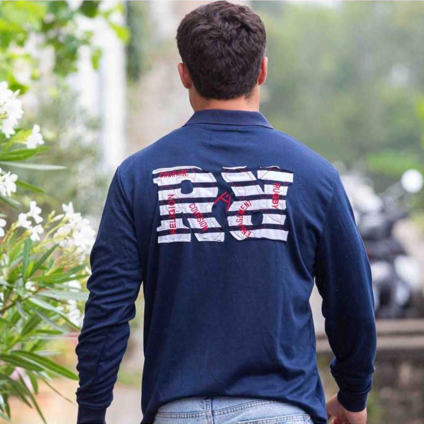 Rugby Polo Shoulder Marinière Long Sleeve Navy - Rugby Religion