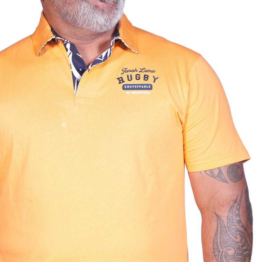 Jonah Lomu Orange Short Sleeve Rugby Polo - Ruckfield