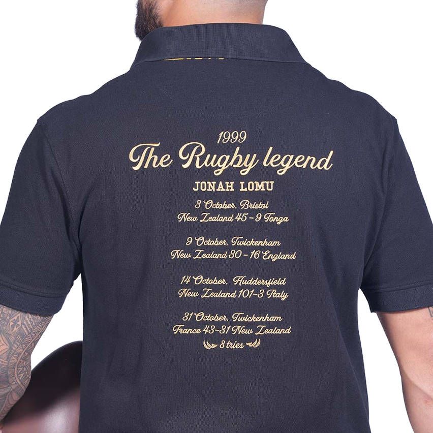 Jonah Lomu Black Short Sleeve Rugby Polo - Ruckfield