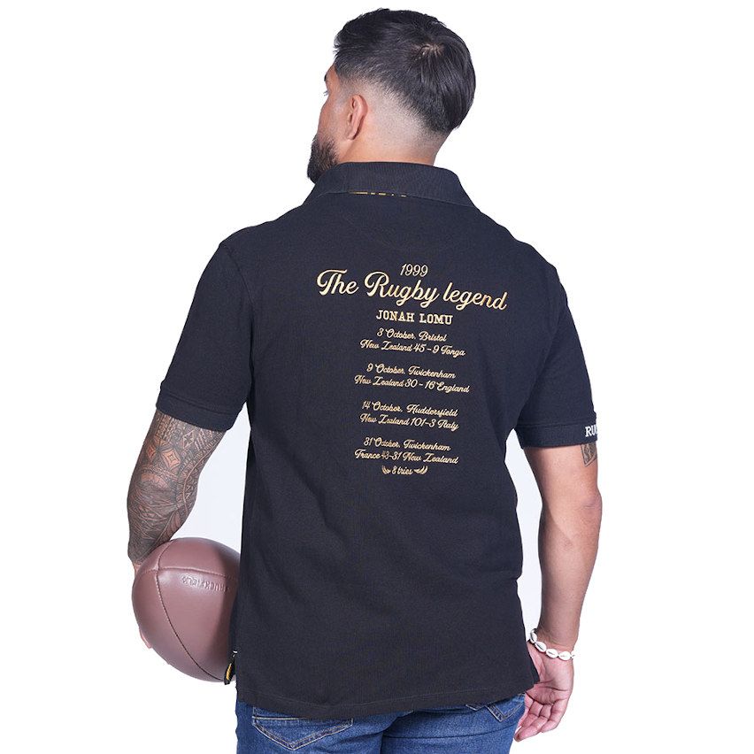 Jonah Lomu Black Short Sleeve Rugby Polo - Ruckfield