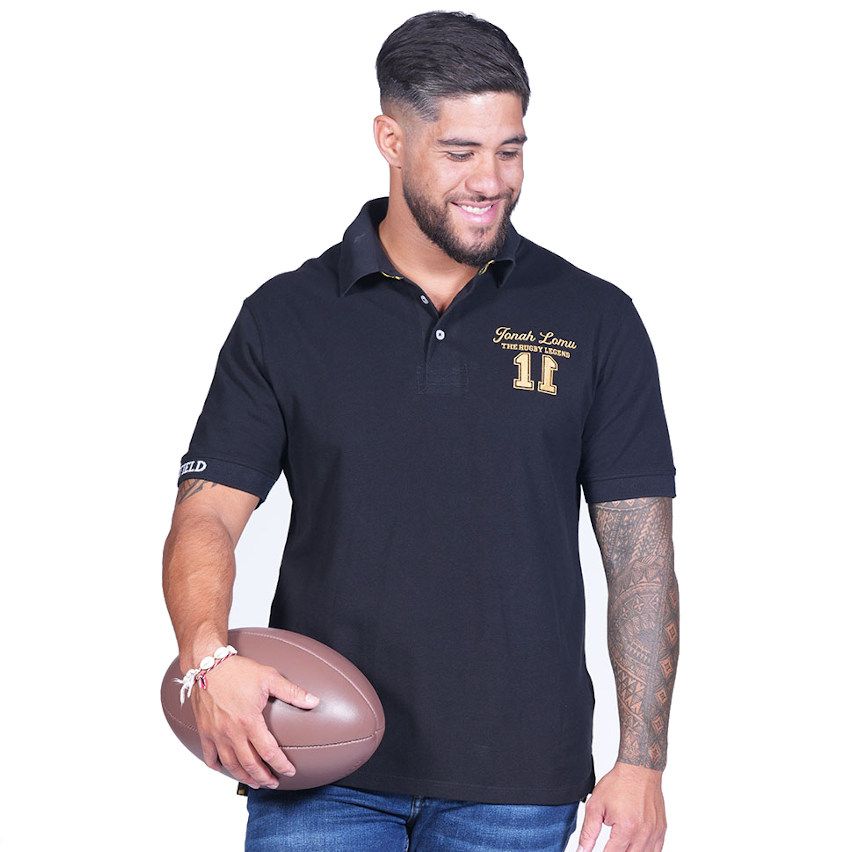 Jonah Lomu Black Short Sleeve Rugby Polo - Ruckfield