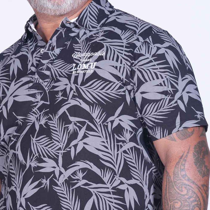 Short Sleeve Jonah Lomu Printed Black Rugby Polo - Ruckfield