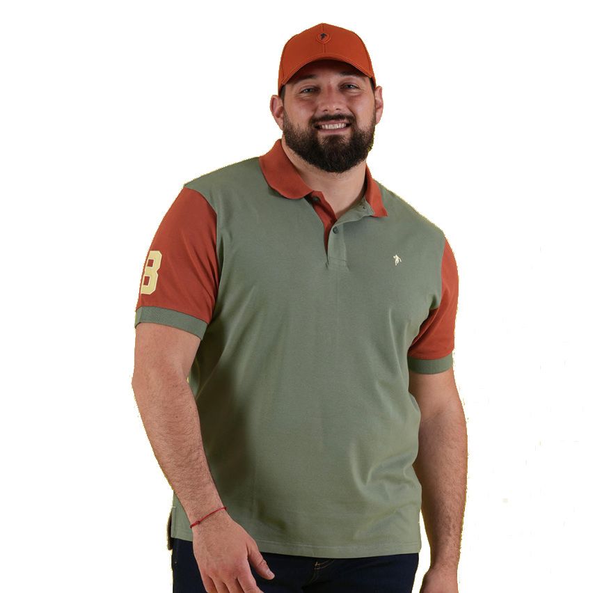 Short Sleeve Rugby Polo Bi-Color kaki / terracotta - Ruckfield