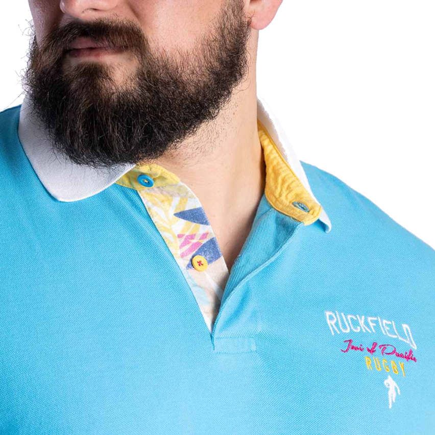 Short Sleeve Rugby Polo IWI Of Pacific Turquoise - Ruckfield
