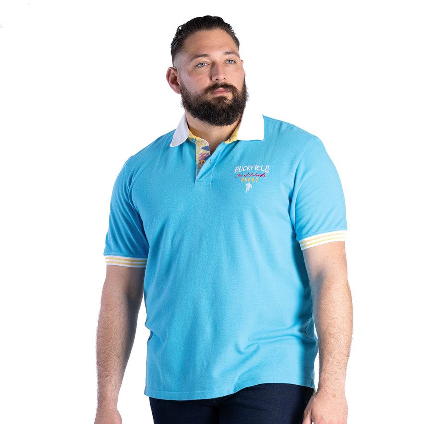 Short Sleeve Rugby Polo IWI Of Pacific Turquoise - Ruckfield