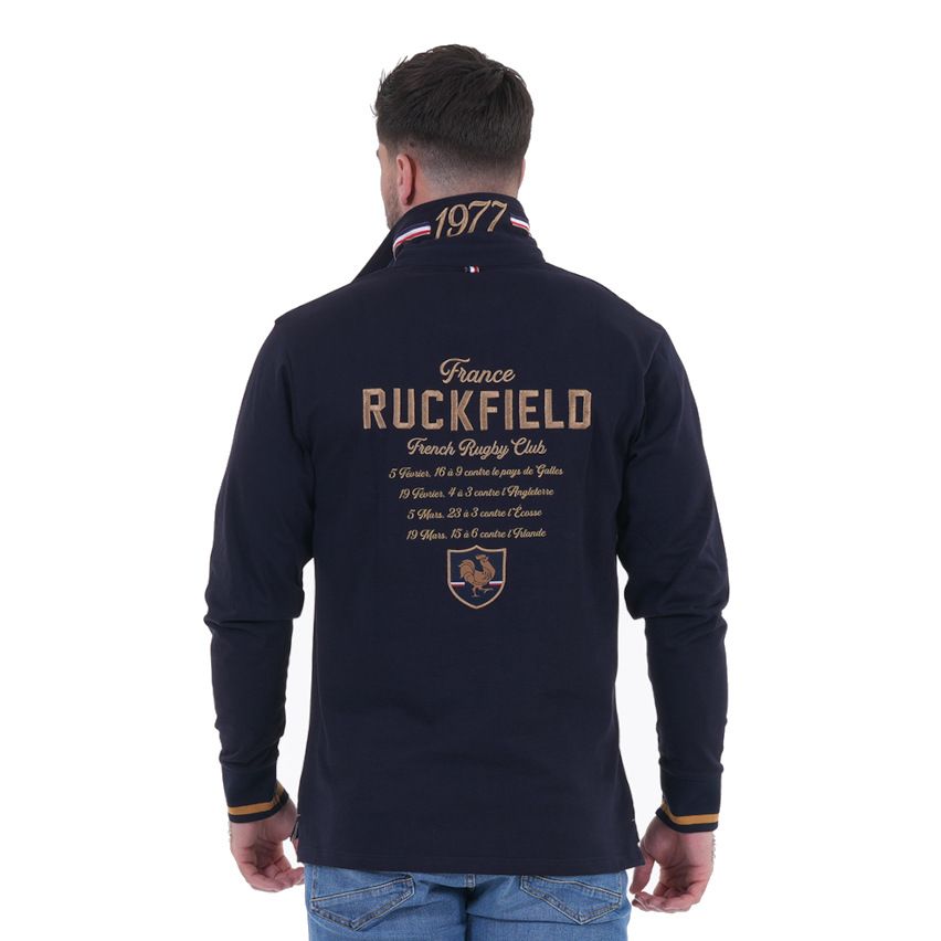 Long Sleeve Polo French Rugby Club Navy Blue - Ruckfield
