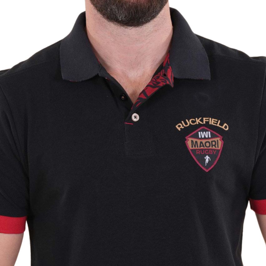 Short Sleeve Rugby Polo Maori Black - Ruckfield