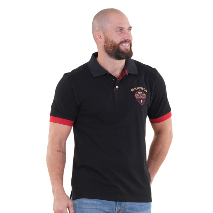Short Sleeve Rugby Polo Maori Black - Ruckfield