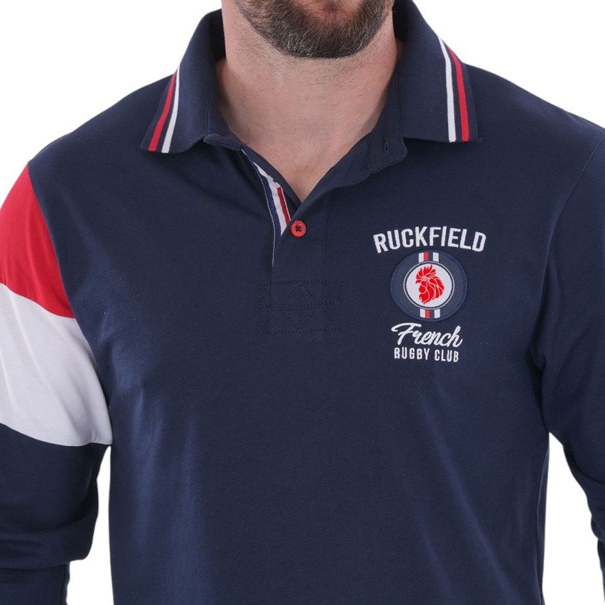 Long-Sleeve Polo French Rugby Club Navy Blue - Ruckfield