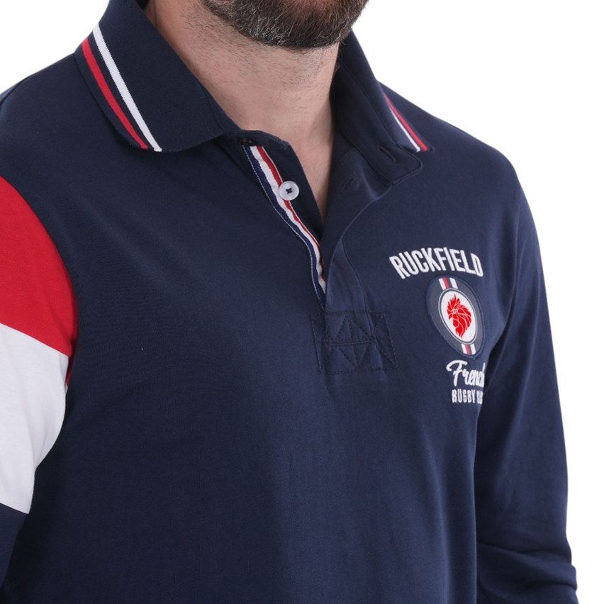 Long-Sleeve Polo French Rugby Club Navy Blue - Ruckfield