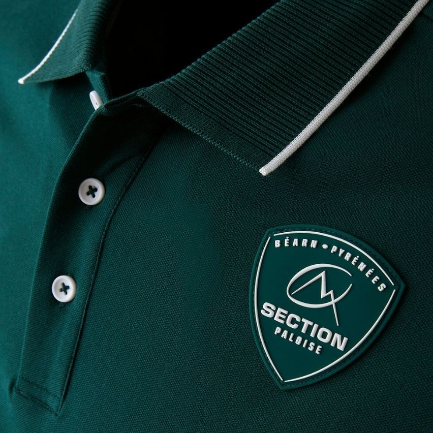 Men's Rugby Polo Shirt Short Sleeves Section Paloise Green 2025/2026 - Macron