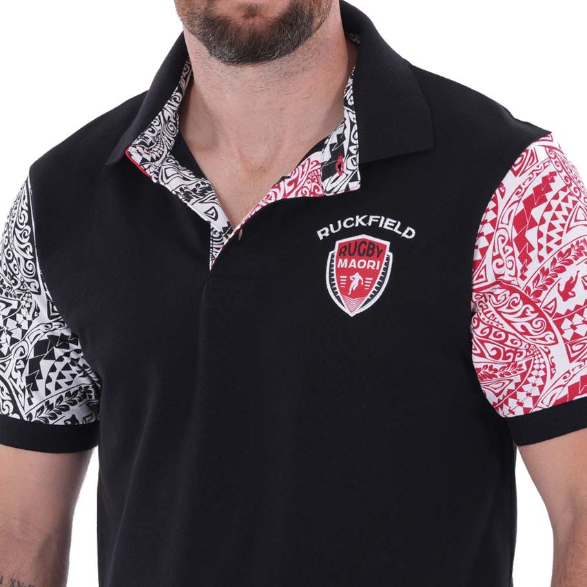 Polo Rugby Short Sleeve Maori Black - Ruckfield
