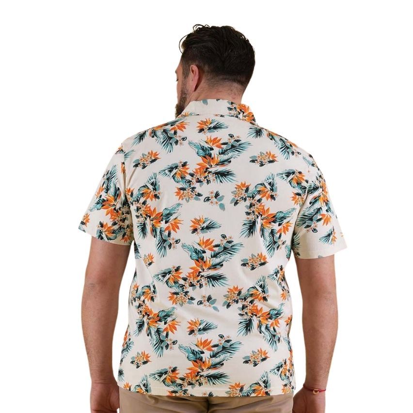 Palm Beach Short Sleeve Rugby Polo White with Print - Ruckfield